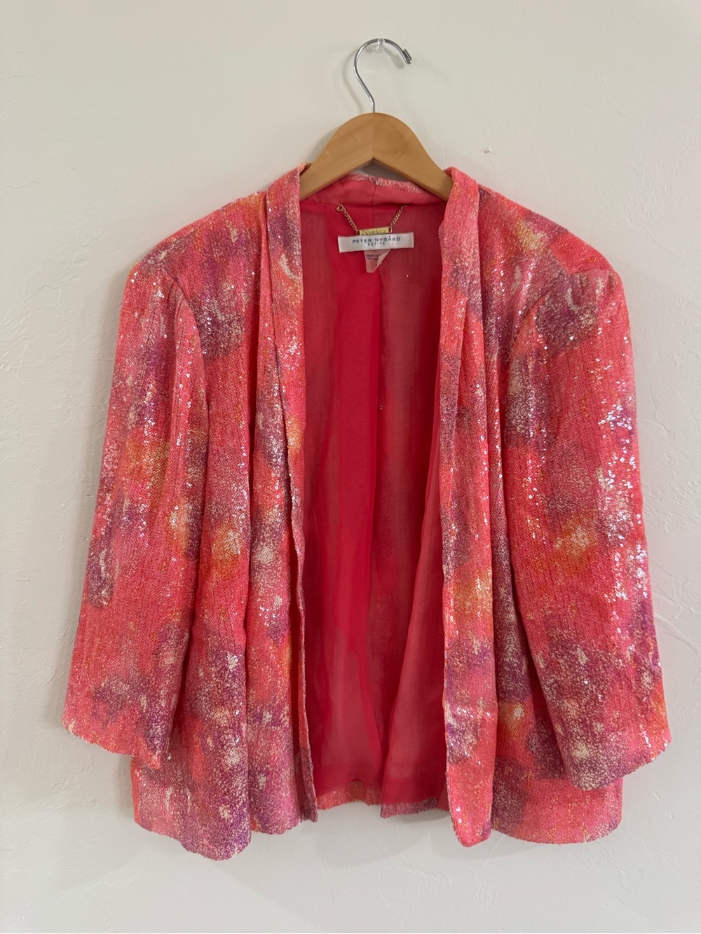 Peter Nygard Vintage Sequin Open Front Blazer Jacket PL